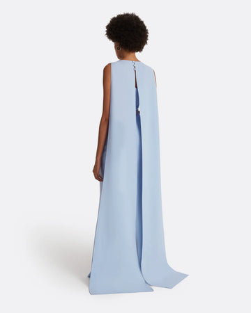 Bateau Neck Crystal Embellished Cape Sleeve Mermaid Evening Gown