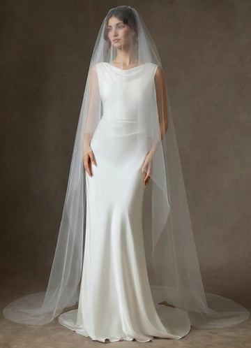 Romantic Sheer Tulle Floral Lace Two-Tier Chapel Bridal Wedding Veil