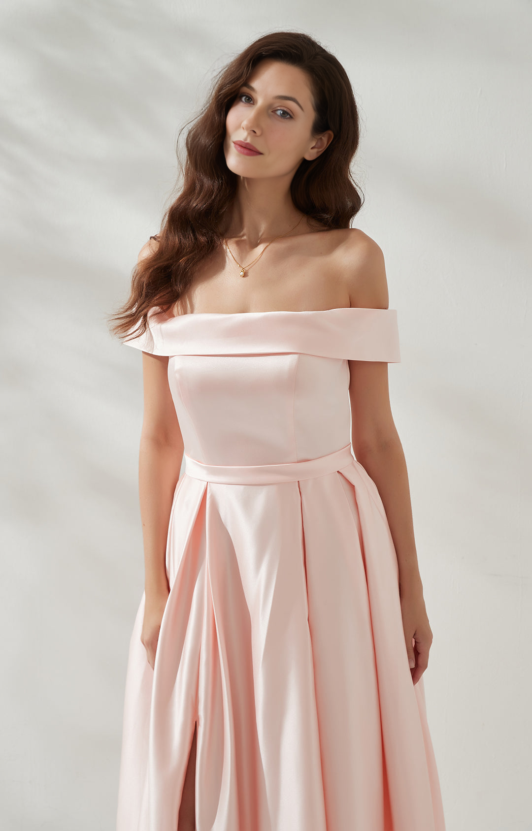 Glamorous A-Line Off-The-Shoulder Sleeveless Open Back Satin Floor-Length Evening Gown