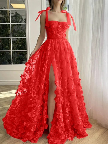 Radiant A-Line Sweetheart Spaghetti Strap Lace-Up Floor-Length Prom Dress
