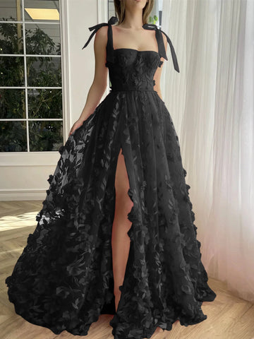Radiant A-Line Sweetheart Spaghetti Strap Lace-Up Floor-Length Prom Dress