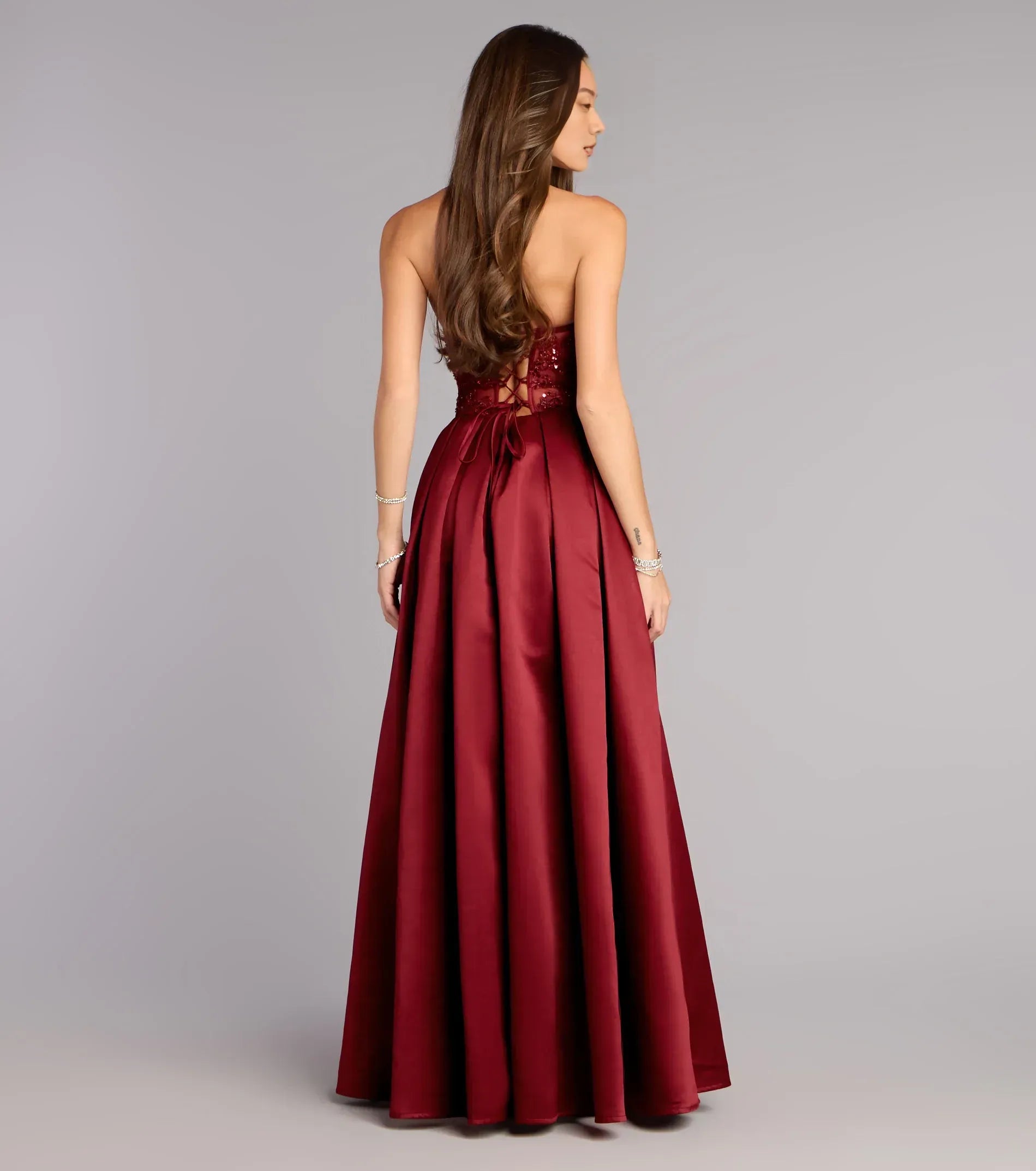 Glamorous Satin High Low A-Line Formal Dress Sleeveless Open Back Overlay Formal Evening Gown