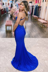 Glamorous Emerald Green Sequin Mermaid Backless Prom Gown