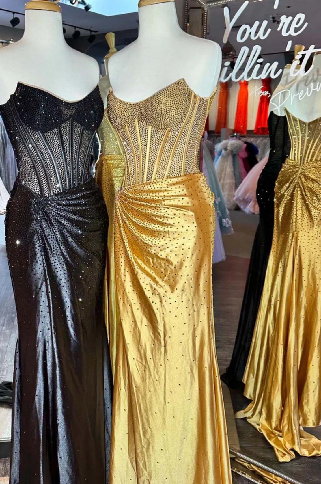 Sweep/Brush Strapless Sweetheart Neck Beaded Satin Mermaid Corset Maxi Gown with High Slit Formal Evening Dress