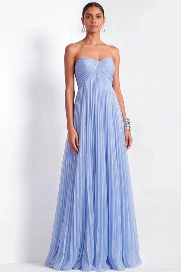 Dreamy A Line Sweetheart Neck Strapless Zipper Back Floor Length Prom Dress