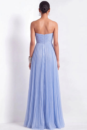 Dreamy A Line Sweetheart Neck Strapless Zipper Back Floor Length Prom Dress