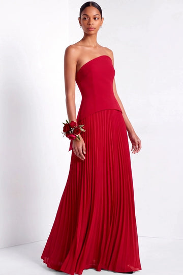 Chic A Line Asymmetric Neck Strapless Zipper Back Floor Length Prom Dress