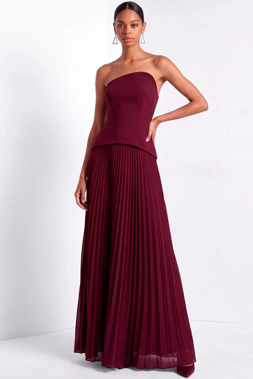 Chic A Line Asymmetric Neck Strapless Zipper Back Floor Length Prom Dress