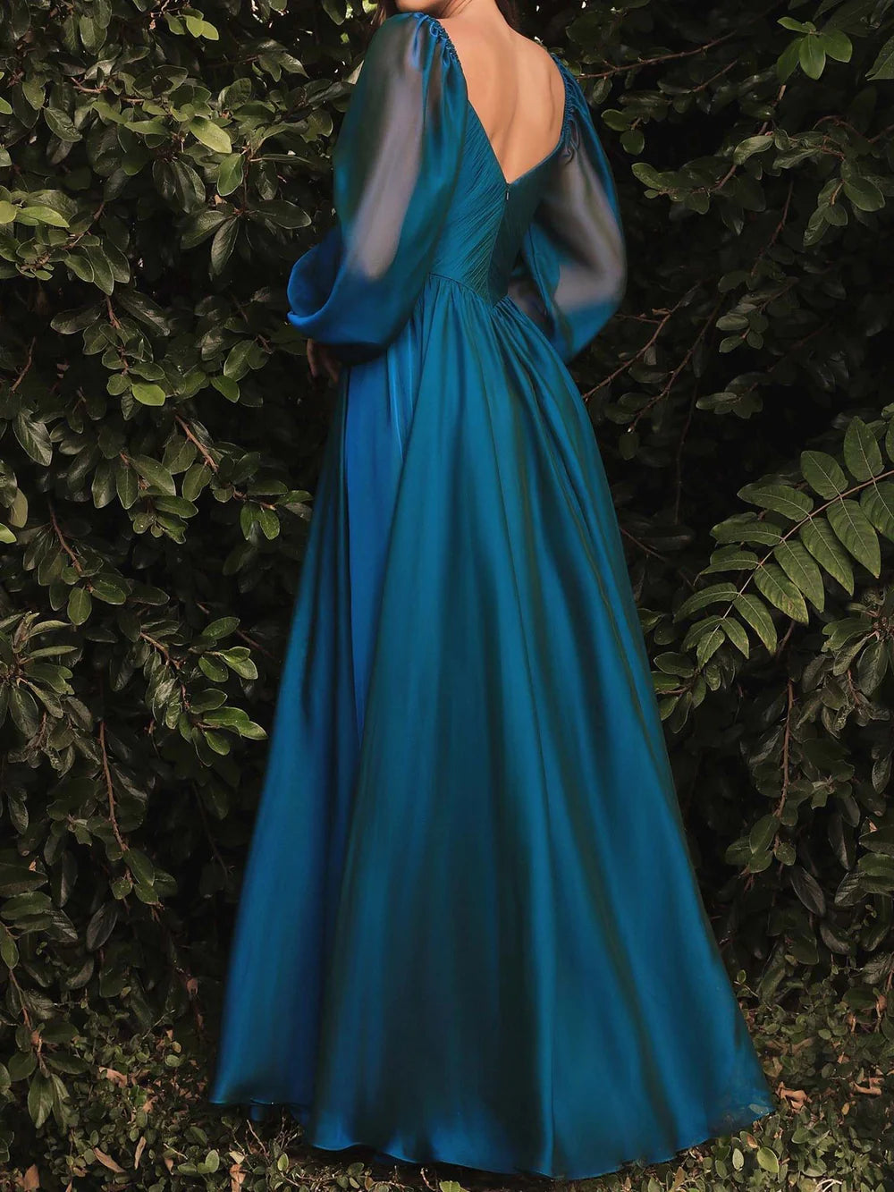 Vestido de Noche Largo hasta el Suelo Corte A/Princesa Escote en V Manga Larga Maxi Gown