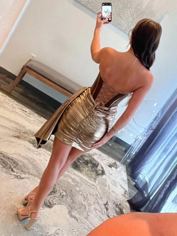 Sweetheart Neck Strapless Metallic Short Corset Homecoming Dress