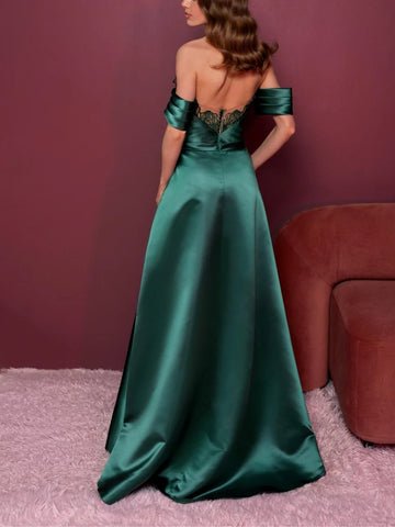 Elegant A-Line Strapless Sleeveless Floor-Length Evening Dress with Applique