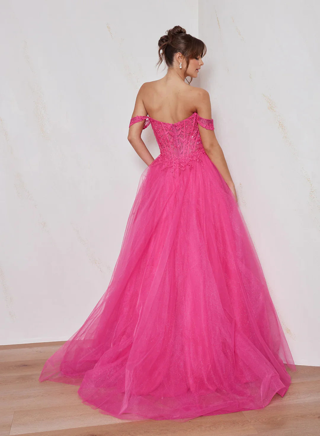 Vestidos de fiesta de noche línea A, elegantes, con hombros descubiertos, de encaje, tul y corte maxi.