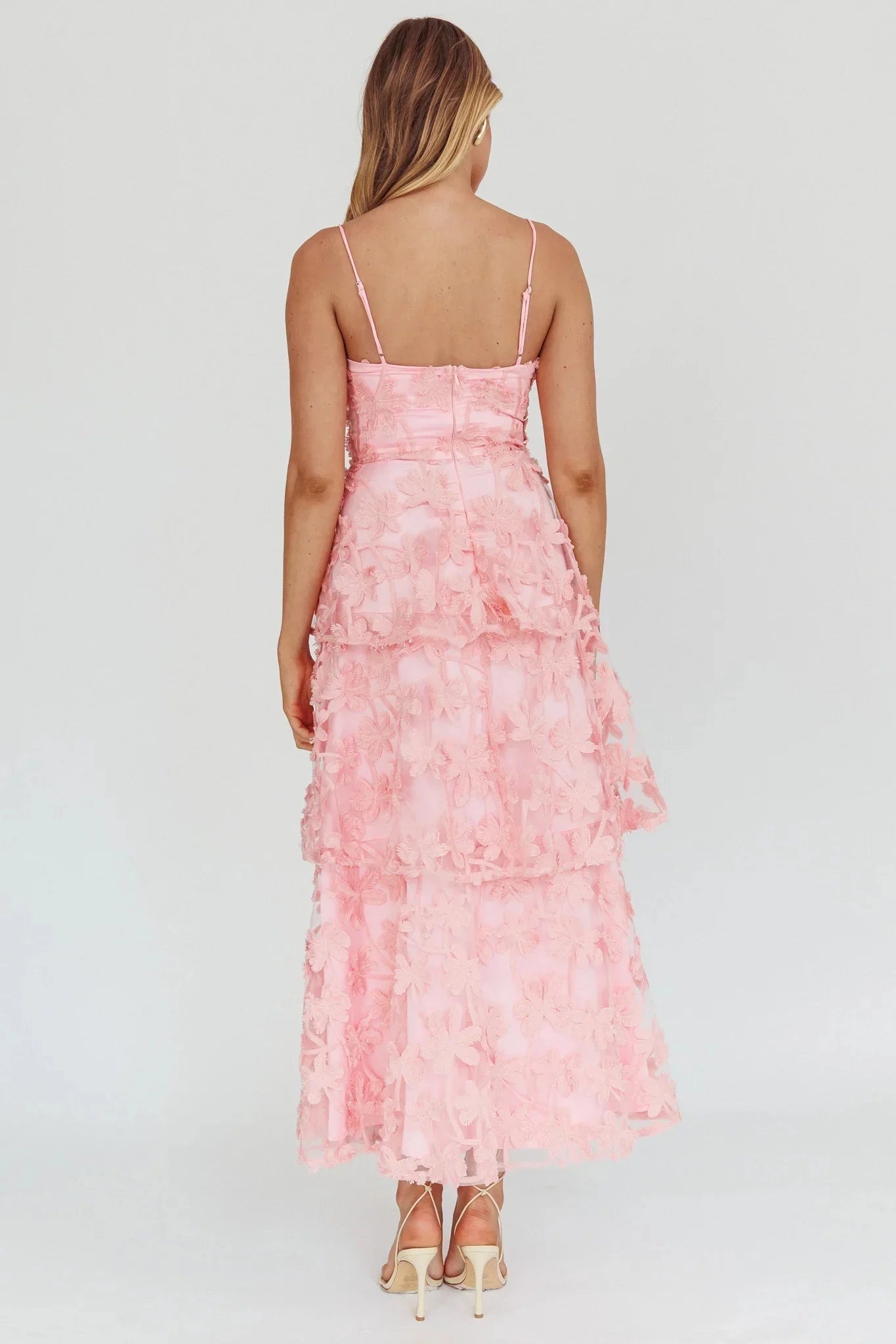 Romantic A-Line Square Neck Sleeveless Classic Back Maxi Wedding Guest Dress