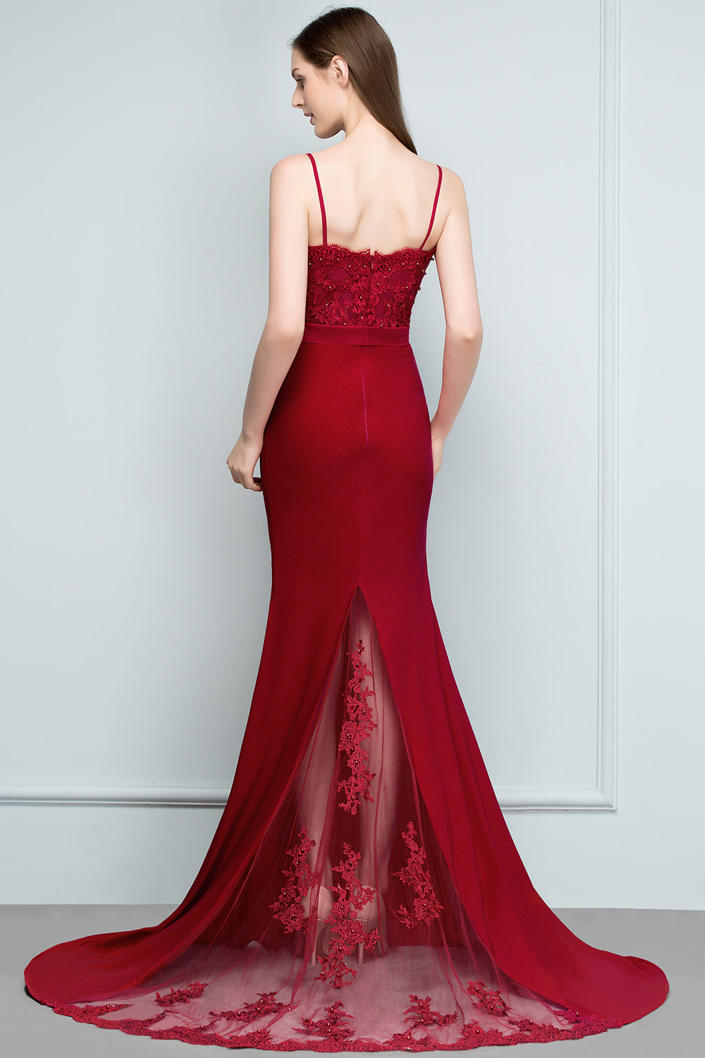 Mermaid Sweep / Brush Train Spaghetti Straps Sweetheart Sleeveless Evening Gown Floor-Length Bridesmaid Dresses