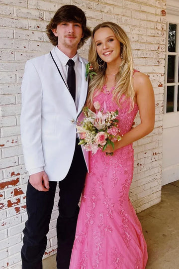 Romantic Red Lace One-Shoulder Mermaid Prom Gown