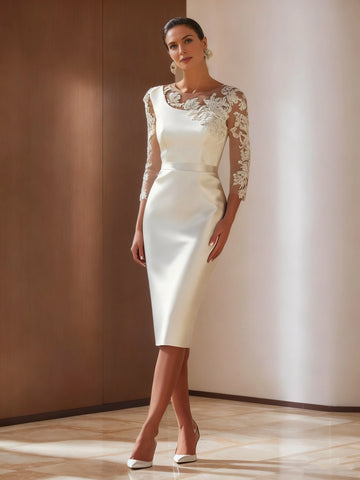 Vedress plum satin mother of the bride dress,lapel v neck,3/4 sleeves,beaded shoulder,pockets