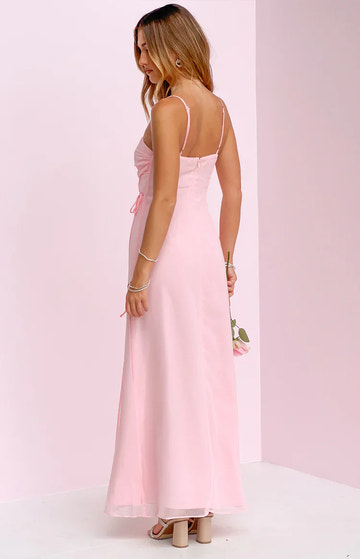 Elegant Sheath Square Neck Spaghetti Strap Tie Side Maxi Evening Dress