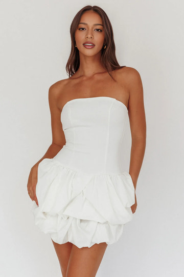 Strapless Bubble Hem Layered Mini Homecoming Dress