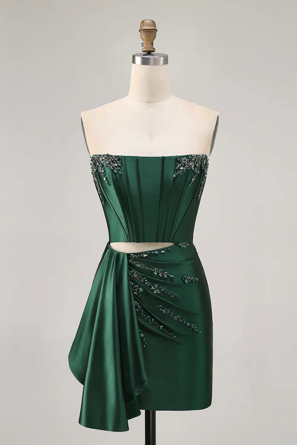 Bodycon Strapless Satin Short Corset Cutout Homecoming Dress