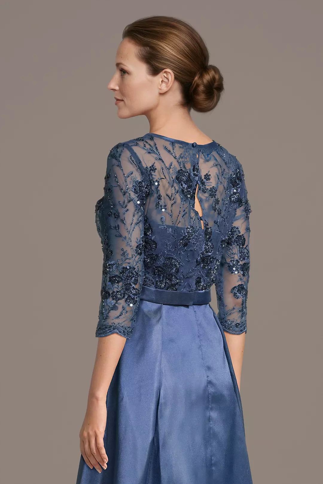 Sweetheart Neck Sequin Satin Gown With Embroidered Jacket Mother of the Bride Dress