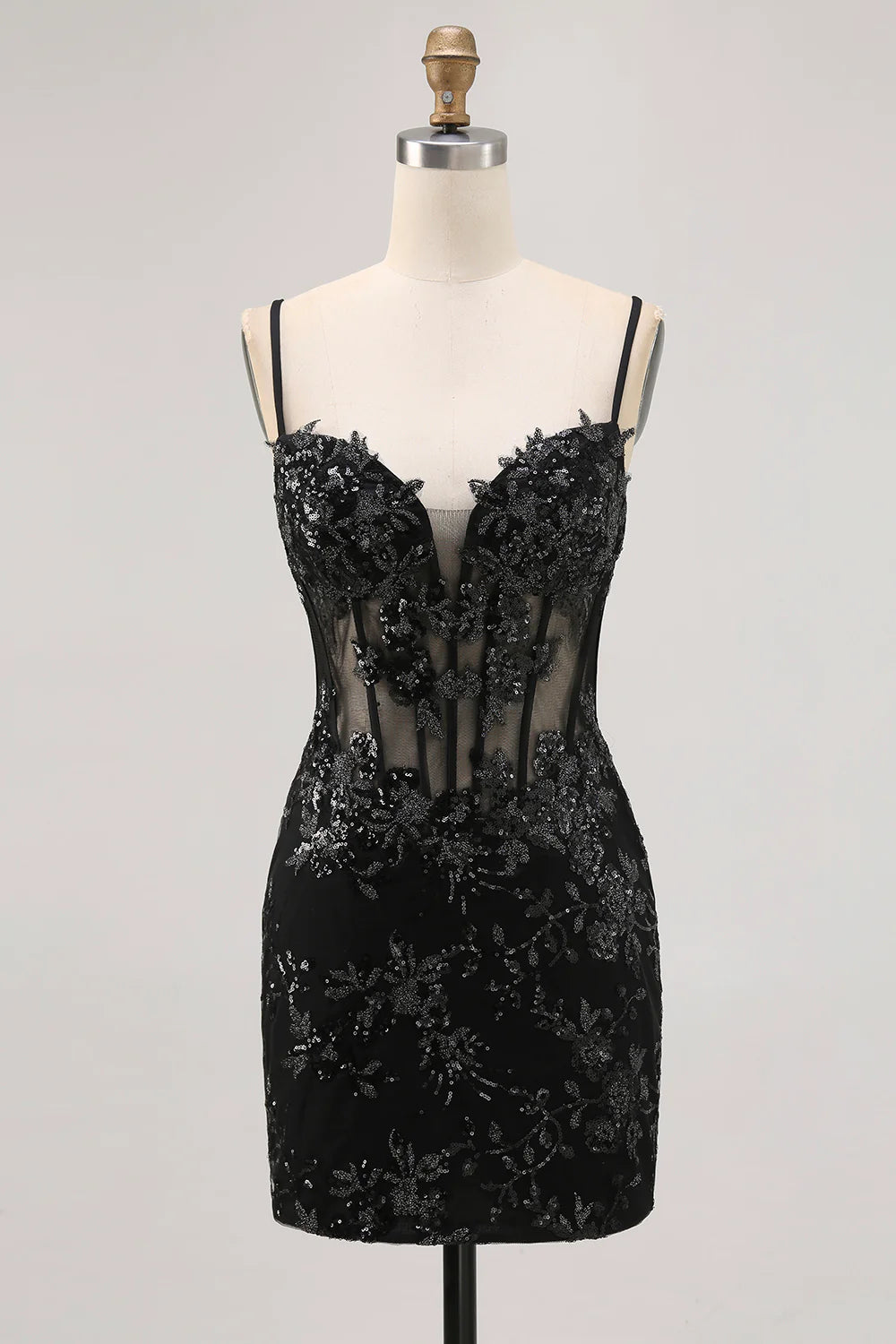 Sweetheart Spaghetti Strap Sequin Short Corset Homecoming Dress