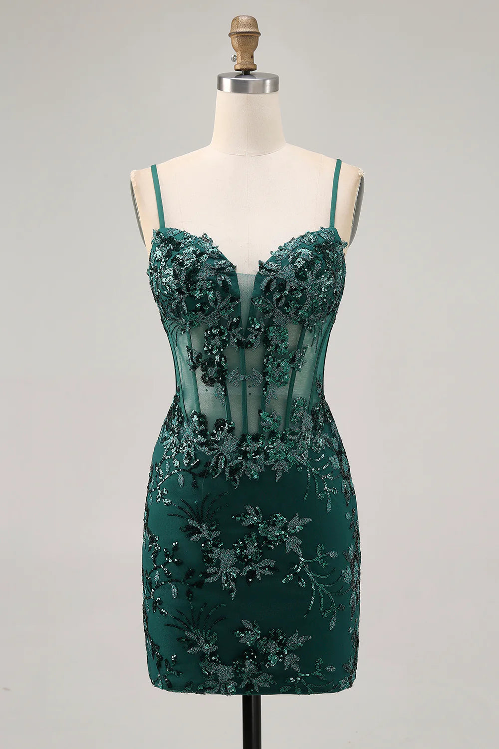 Sweetheart Spaghetti Strap Sequin Short Corset Homecoming Dress