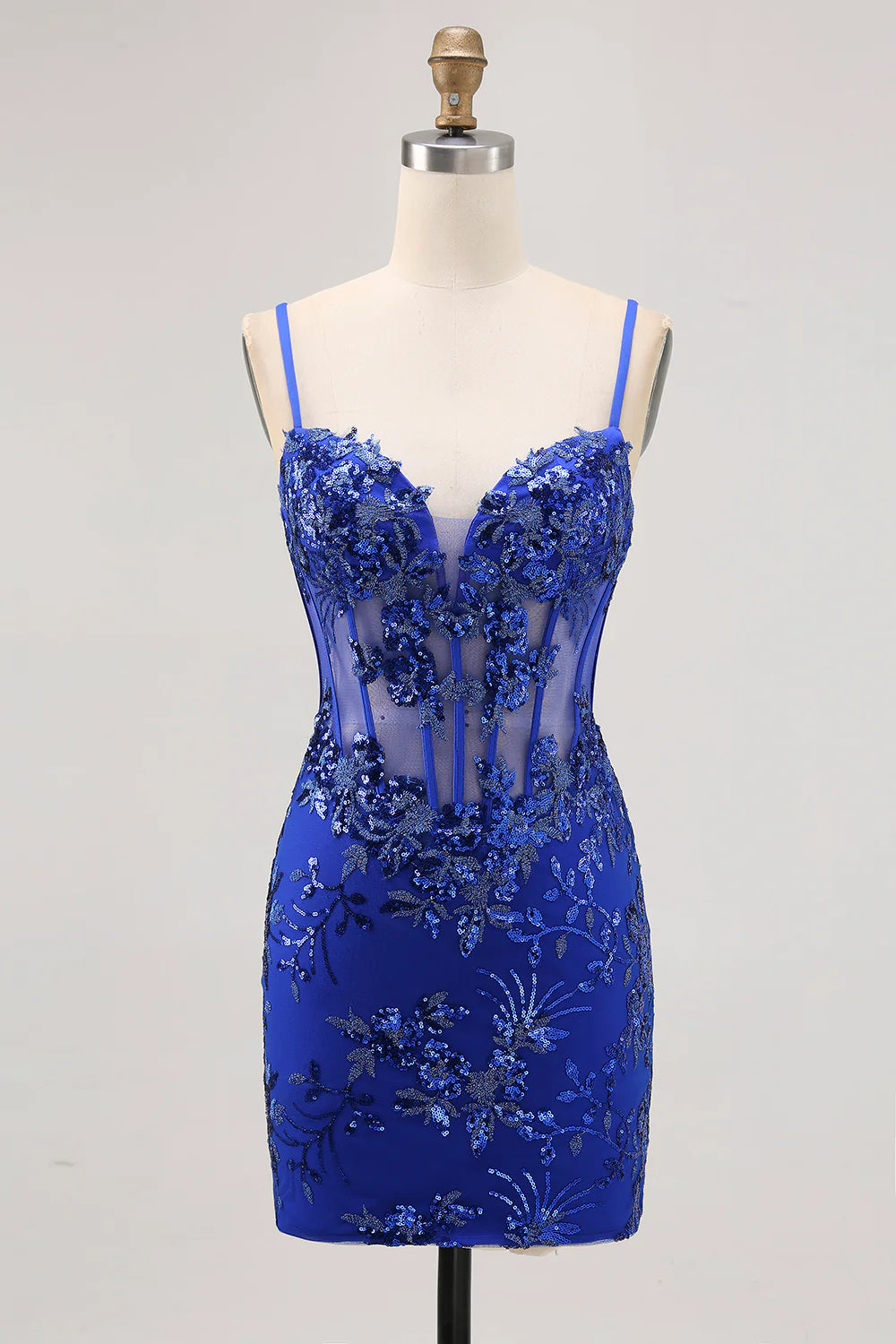 Sweetheart Spaghetti Strap Sequin Short Corset Homecoming Dress