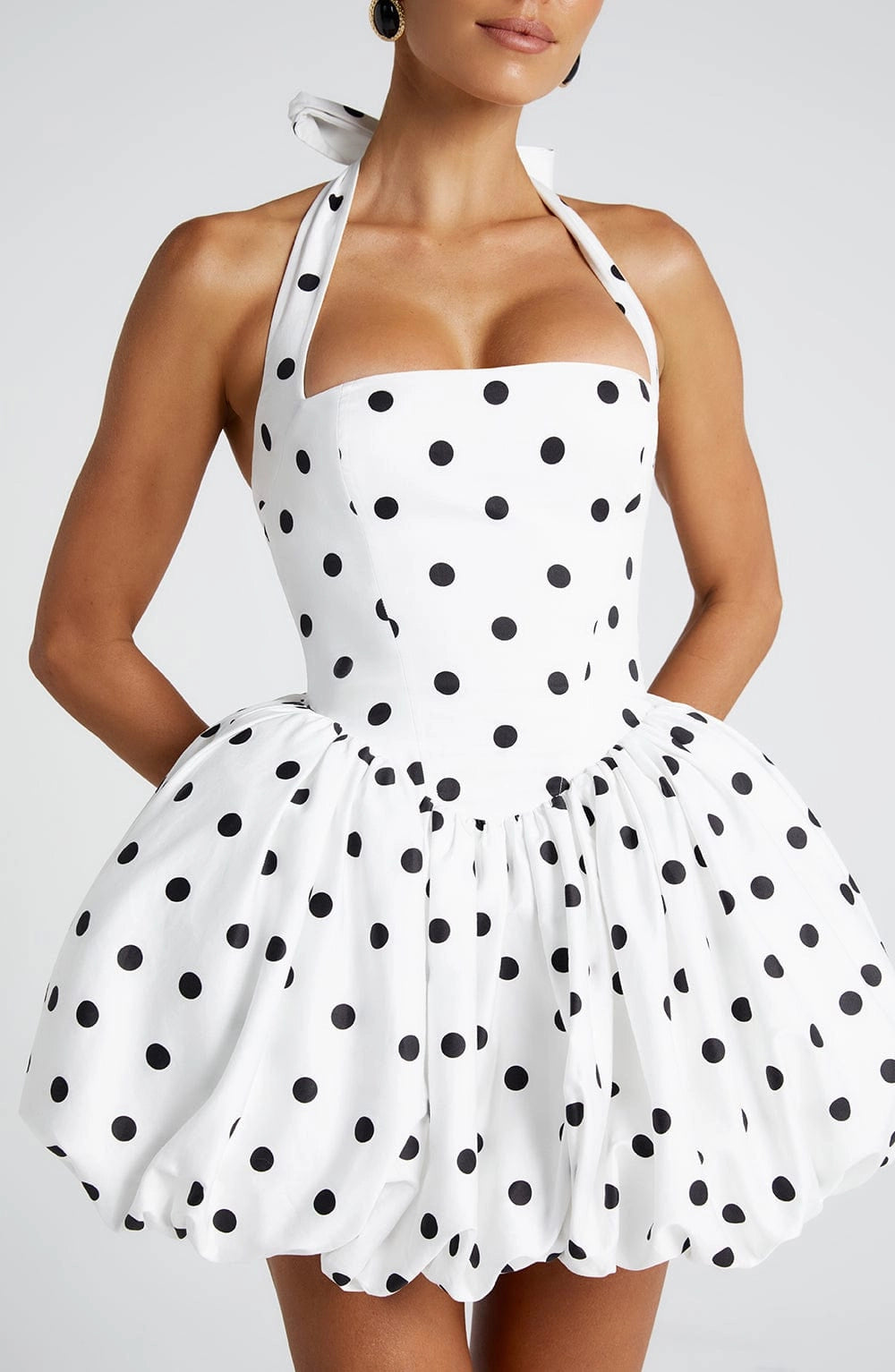 Vintage Bubble Halter Sleeveless Tie Back Mini Homecoming Dress