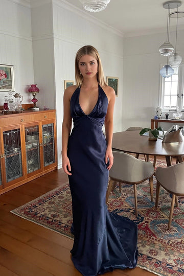 Sophisticated Sheath V Neck Sleeveless Bow Back Floor Length Bridesmaid Dress