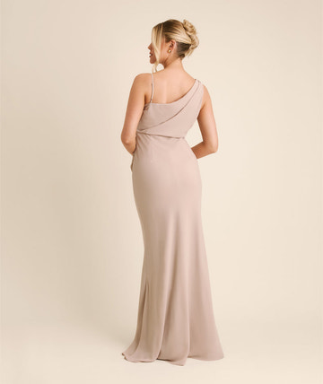 Cowl Asymmetrical Chiffon Bridesmaid Dress Elegant Sleeveless With Draped Neckline Pleated Waist Party Wedding Guest Dresses