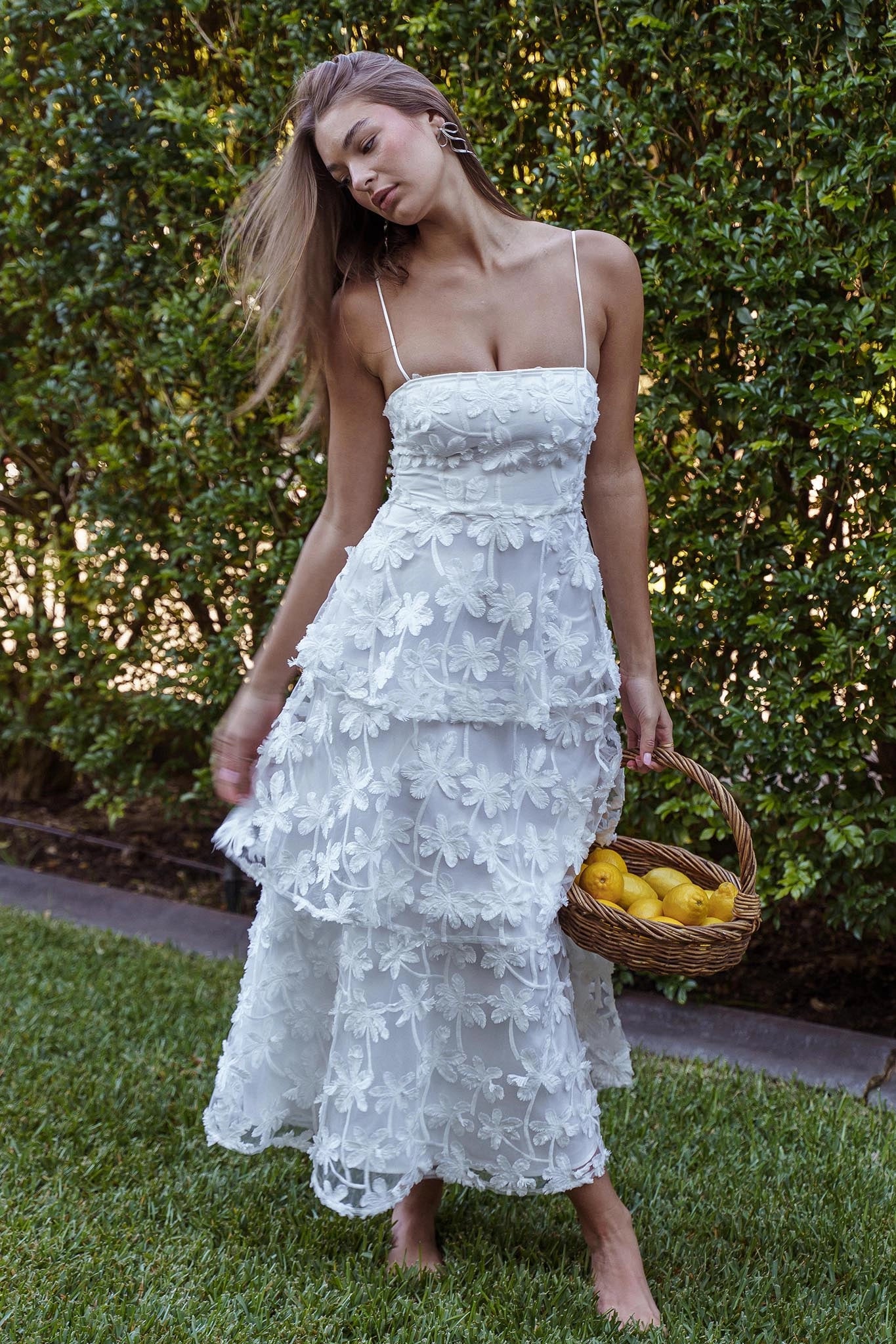 Romantic A-Line Square Neck Sleeveless Classic Back Maxi Wedding Guest Dress