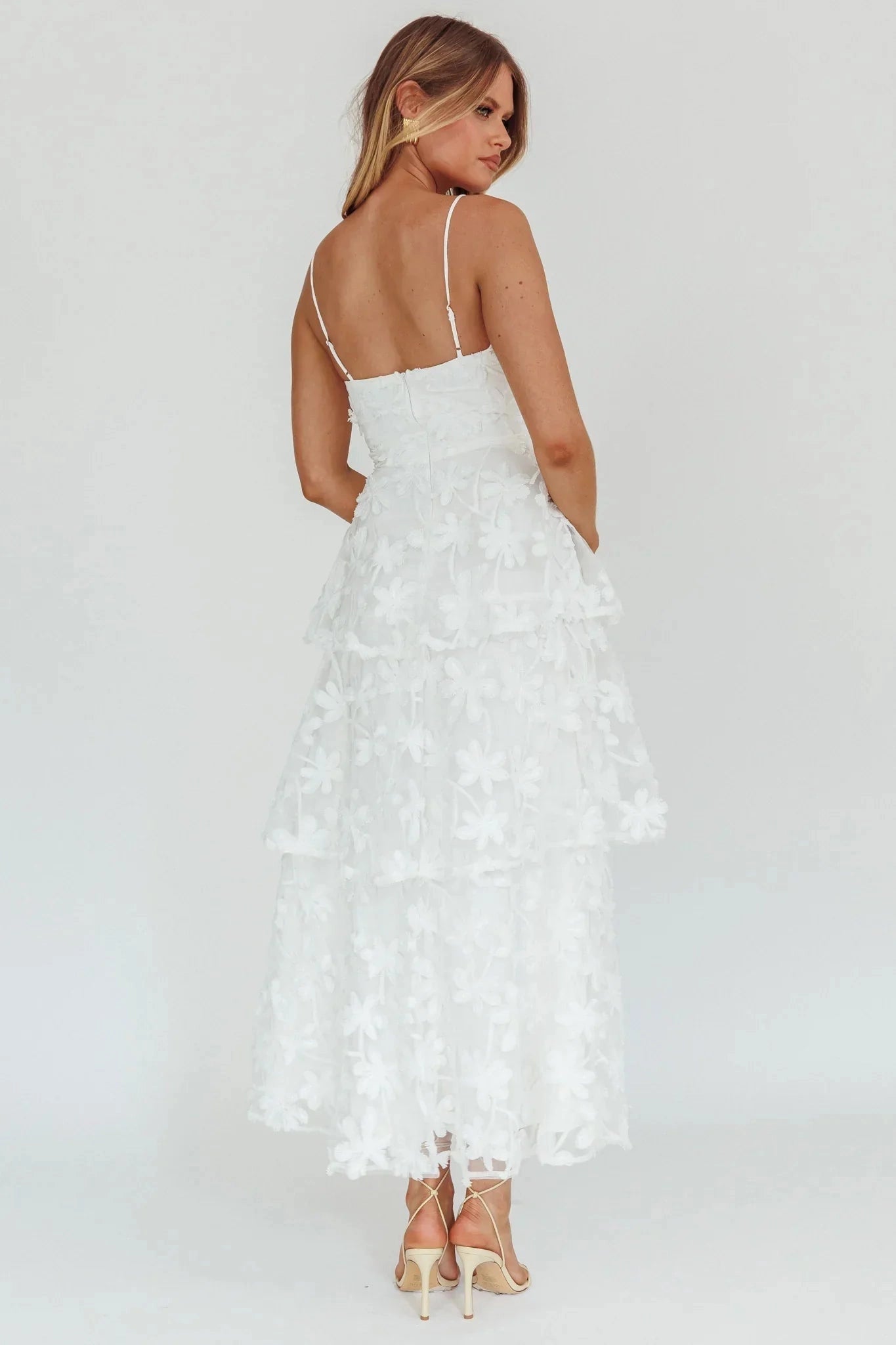 Romantic A-Line Square Neck Sleeveless Classic Back Maxi Wedding Guest Dress
